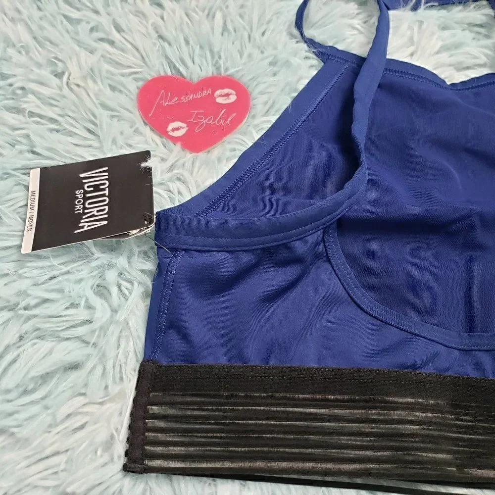 VS Highneck Striped Dark Blue Sport Bralette M